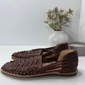Nisolo Huarache Woven Leather Sandal Slip On Leather Brandy Men 11.5 NWOB